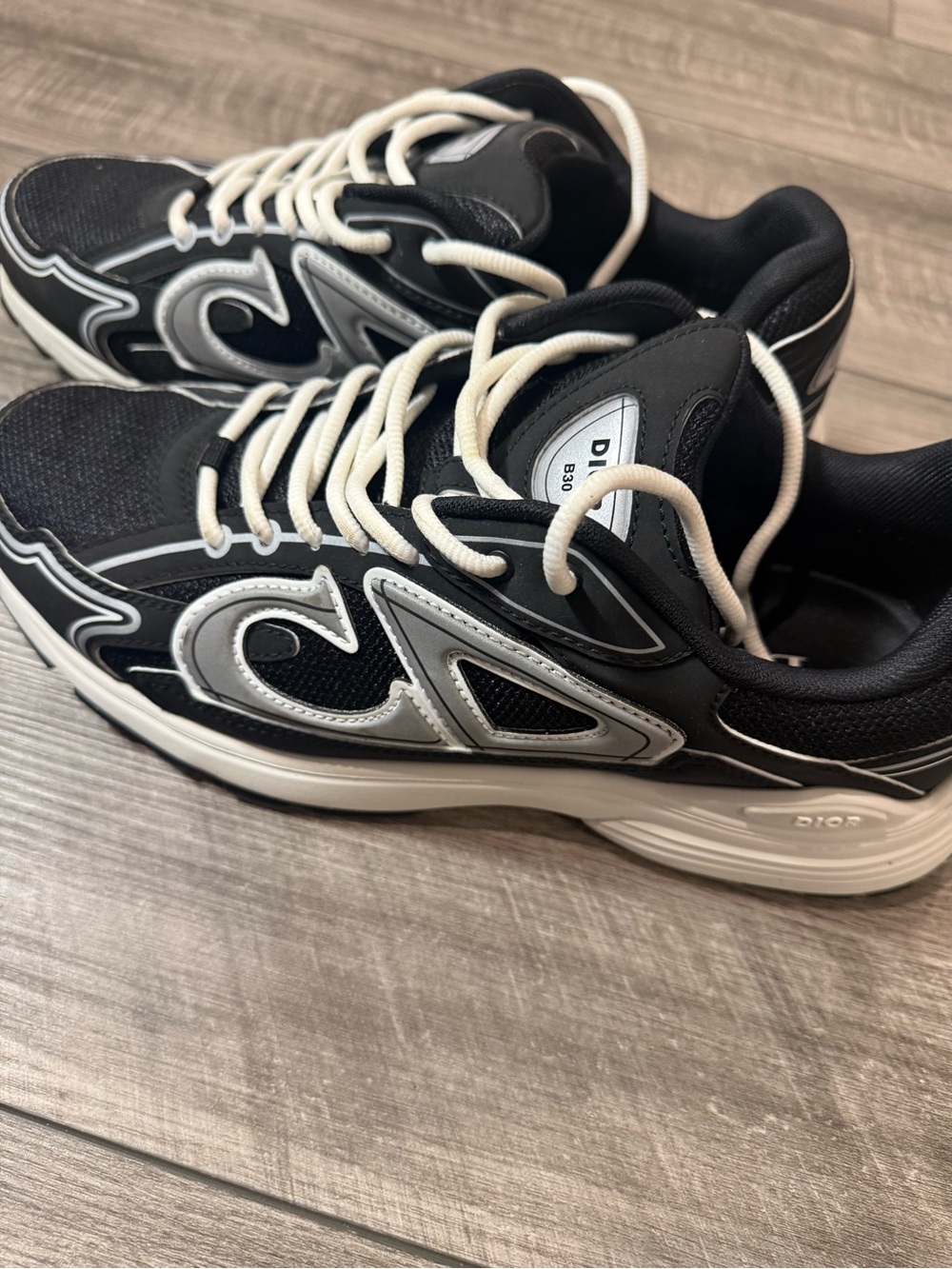 Dior Black, White & Gray Men’s Logo Panel Sneakers - Picture 9 of 11